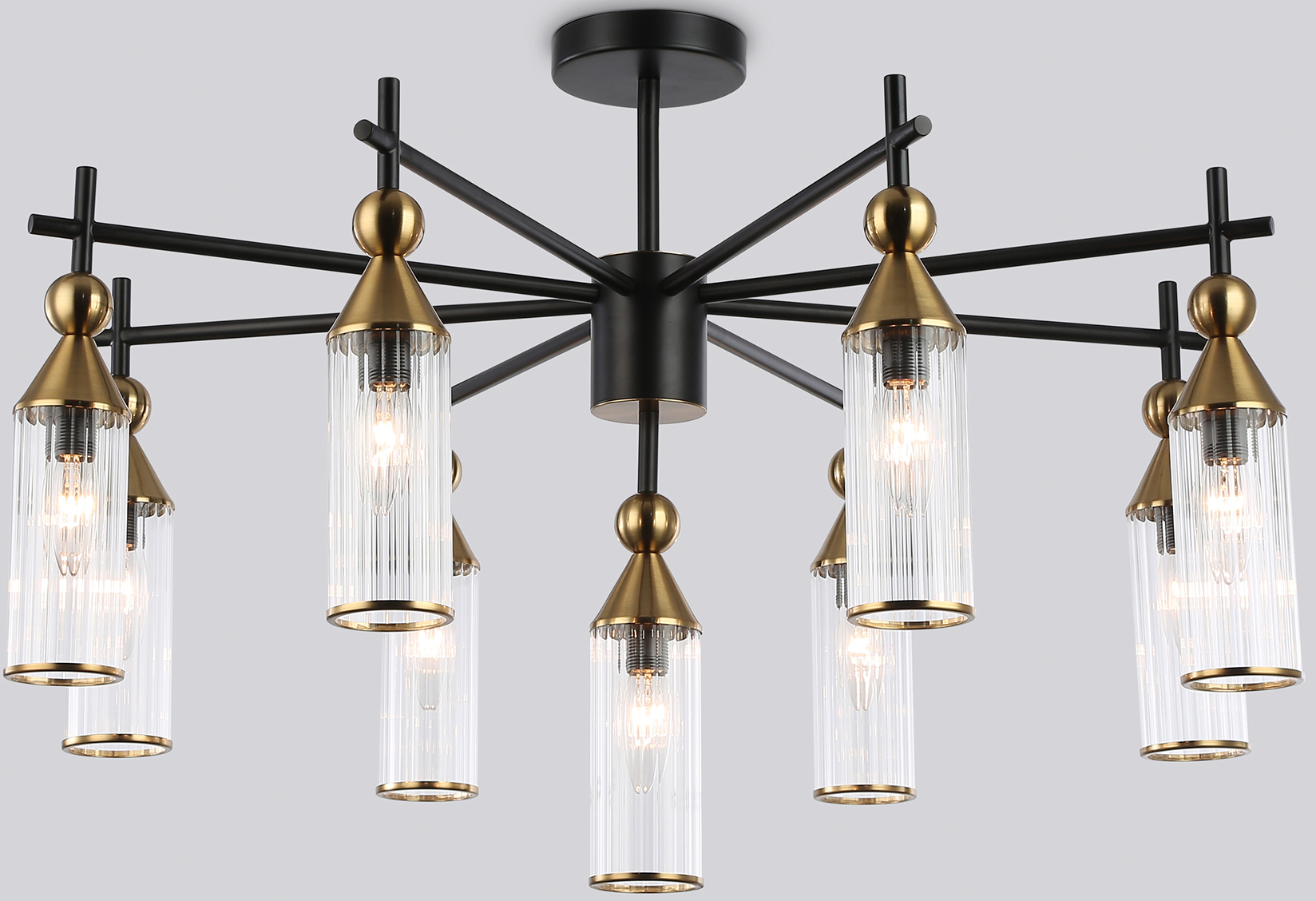 Люстра Ambrella LH55258/9 BK/BS/CL (черный/латунь/прозрачный)