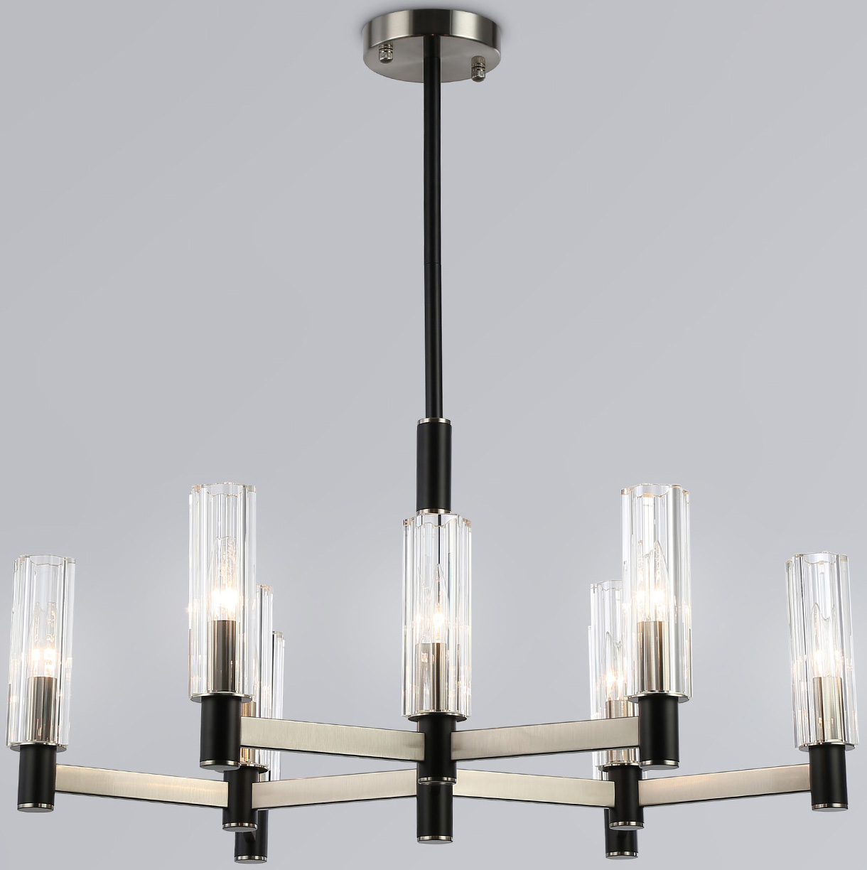 Люстра Ambrella LH55503/9 SN/BK/CL (сатин никель/черный/прозрачный)