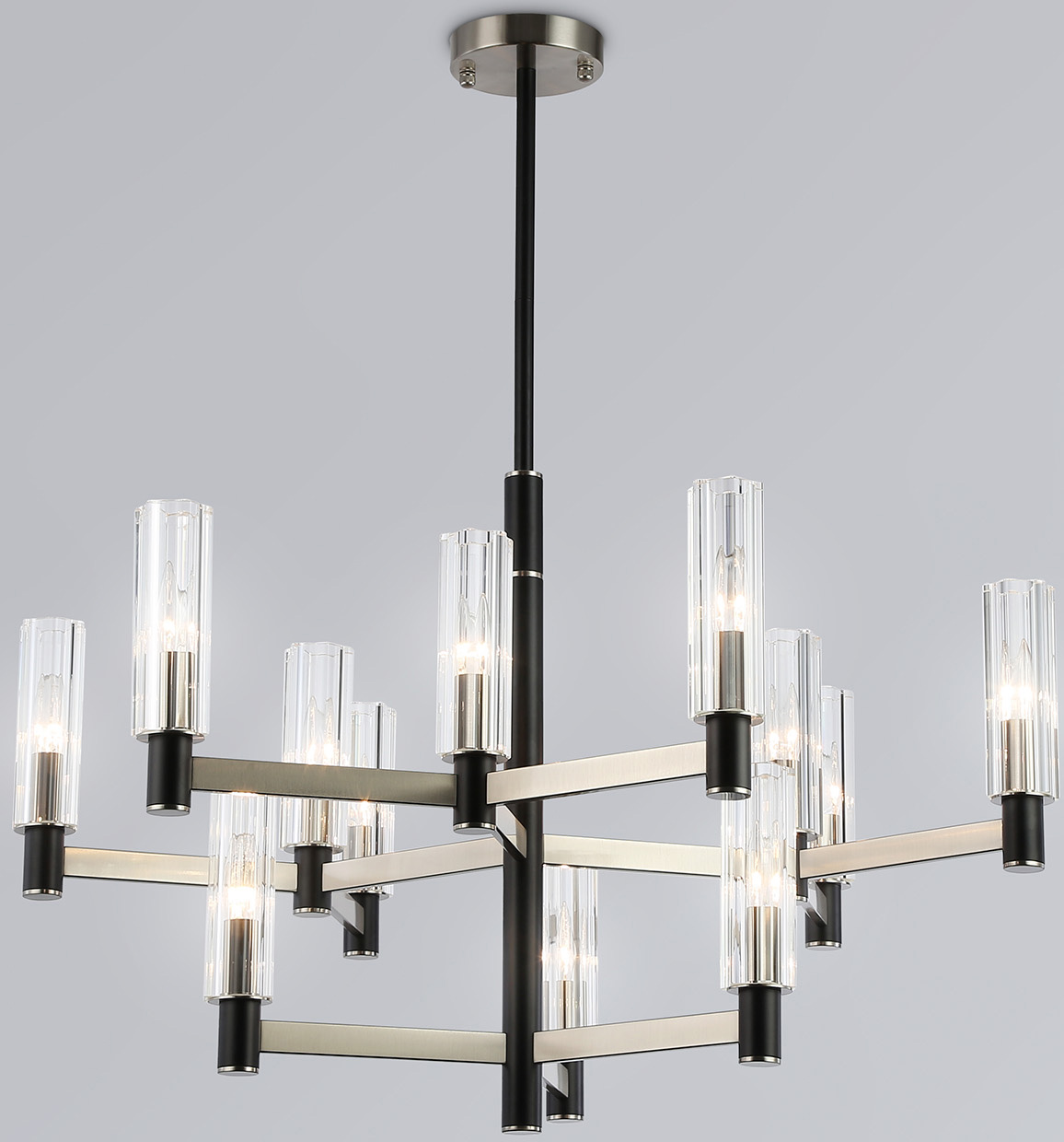 Люстра Ambrella LH55505/12 SN/BK/CL (сатин никель/черный/прозрачный)