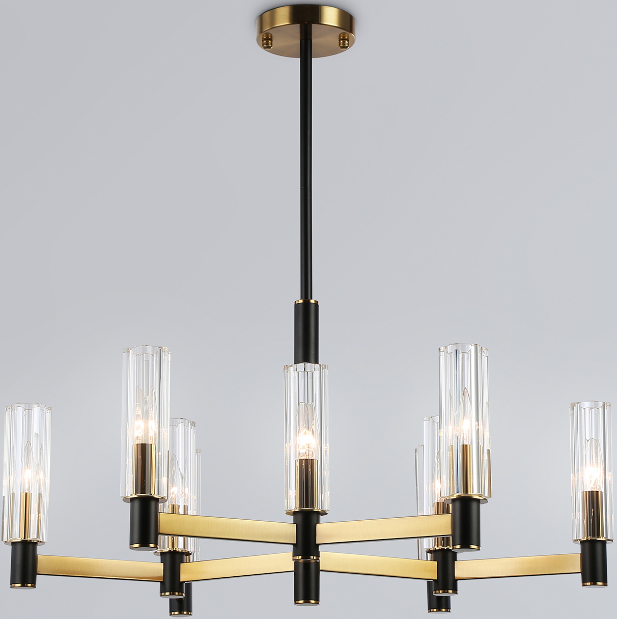 Люстра Ambrella LH55513/9 BK/BS/CL (черный/латунь/прозрачный)