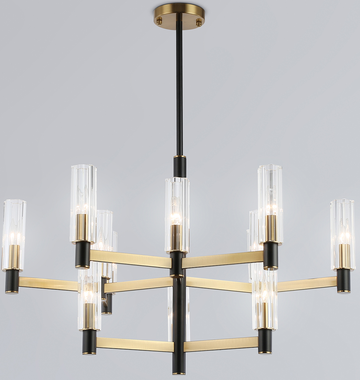 Люстра Ambrella LH55515/12 BK/BS/CL (черный/латунь/прозрачный)