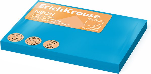 Стикеры канцелярские Erich Krause Neon / 61720 (голубой)