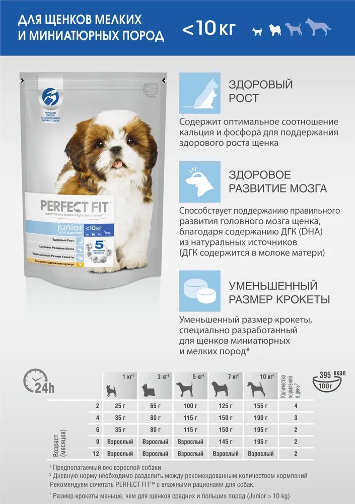 Сухой корм для собак Perfect Fit Для щенков мелких и миниатюрных пород. Курица (500г) — фото 5