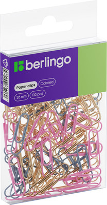 Скрепки Berlingo DBs_28100f (100шт, розовый/золотой) - 