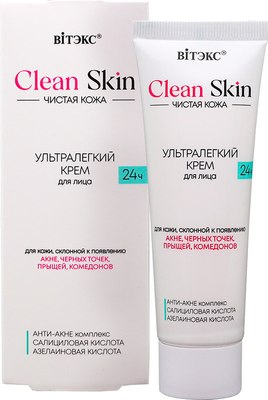 

Крем для лица, Clean Skin Ультралегкий 24ч с анти-акне комплексом