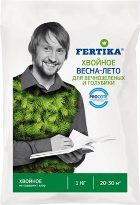 Удобрение Fertika Хвойное для вечнозеленых и голубики весна-лето (1кг) - 