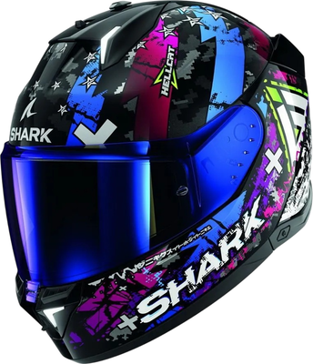 Мотошлем Shark Helmets Skwal i3 Hellcat / HE0828E-KUB-M (M, черный/фиолетовый/белый) - 