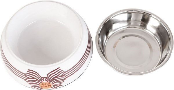 Миска для животных ZooZooZoo На подставке SWT-6045B-450 (M, белый/коричневый)
