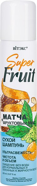 Сухой шампунь для волос Витэкс SuperFRUIT Матча+Фруктовый микс Ультра свежесть Чистота и объем (200мл)
