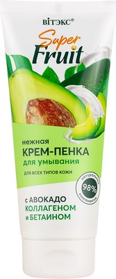 

Пенка для умывания, Super Fruit Нежная с авокадо, коллагеном и бетаином