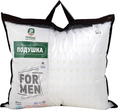 Подушка для сна Реноме For Men 68х68 14/132 (заменитель лебяжьего пуха тик) - 