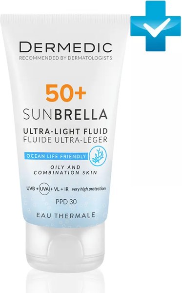Флюид солнцезащитный Dermedic Sunbrella Ультралегкий SPF 50+ для жирной и комбинированной кожи (40мл)