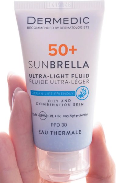 Флюид солнцезащитный Dermedic Sunbrella Ультралегкий SPF 50+ для жирной и комбинированной кожи (40мл)