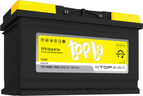 Автомобильный аккумулятор Topla EFB 80R L4 R+