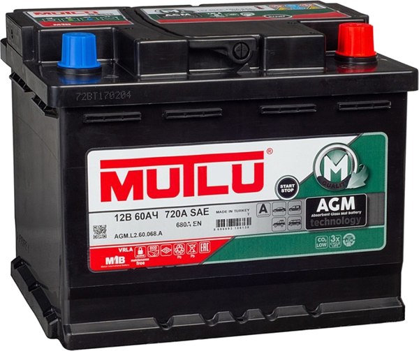 Автомобильный аккумулятор Mutlu AGM 60R L2