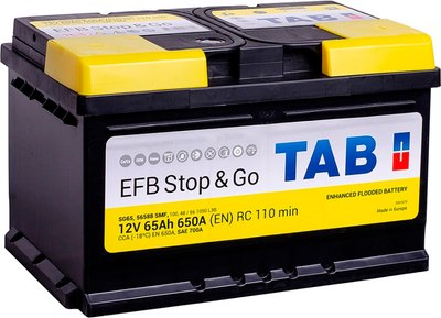 Автомобильный аккумулятор TAB EFB 65R L3 R+ (65А/ч) - 