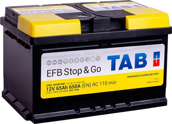 Автомобильный аккумулятор TAB EFB 65R L3 R+