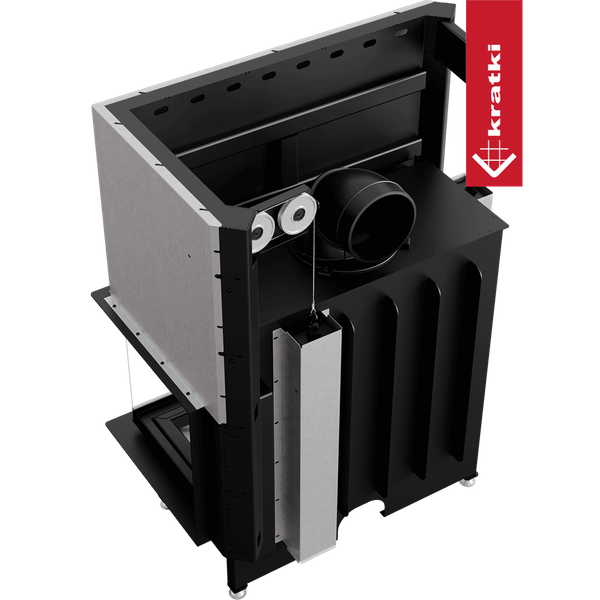 Каминная топка Kratki Nadia 14 правая 14кВт 200 (с подъемом, черный thermotec)