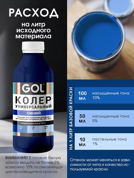 Колеровочная паста GOL №69 (900мл, синий)