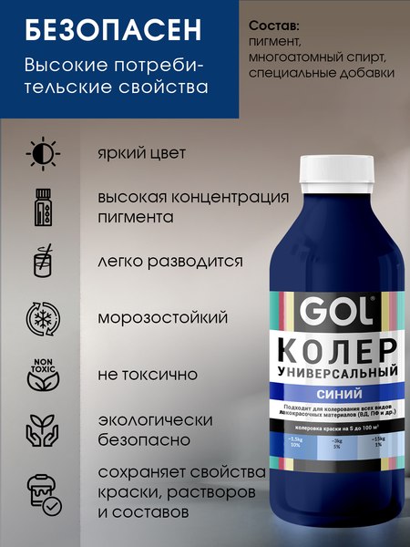 Колеровочная паста GOL №69 (900мл, синий)