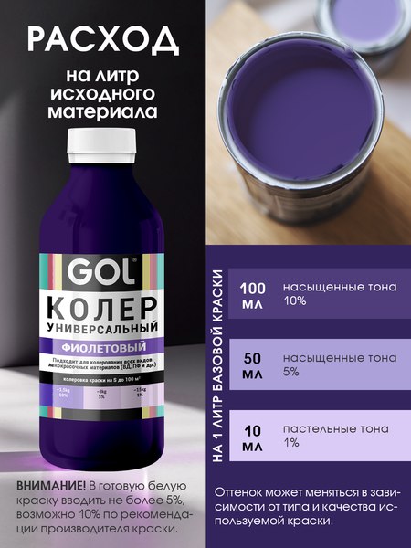 Колеровочная паста GOL №68 (900мл, фиолетовый)