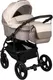 Детская универсальная коляска Alis Alvaro F 3в1 (Al 11, темно-бежевый/светло-бежевый/бежевая кожа) - 