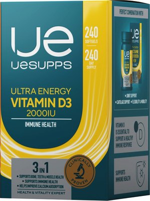 Витамин UESUPPS Ультра Энерджи Витамин D3 2000 МЕ (240 капсул) - 