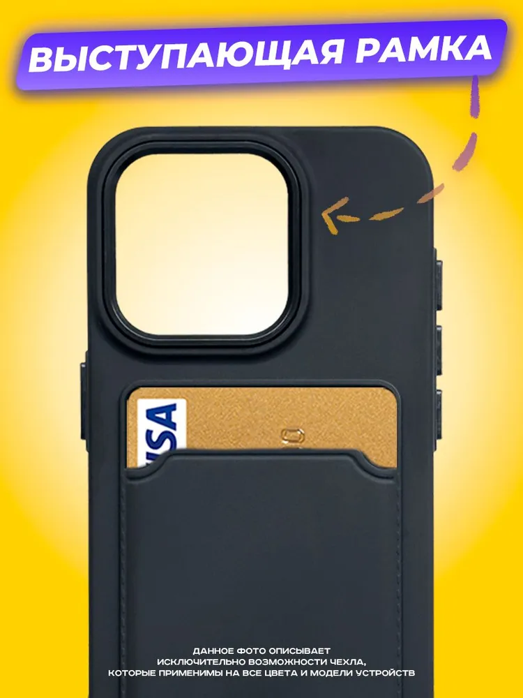 Чехол-накладка Case Matte Card Case для iPhone 15 Pro Max (черный матовый) — фото 5