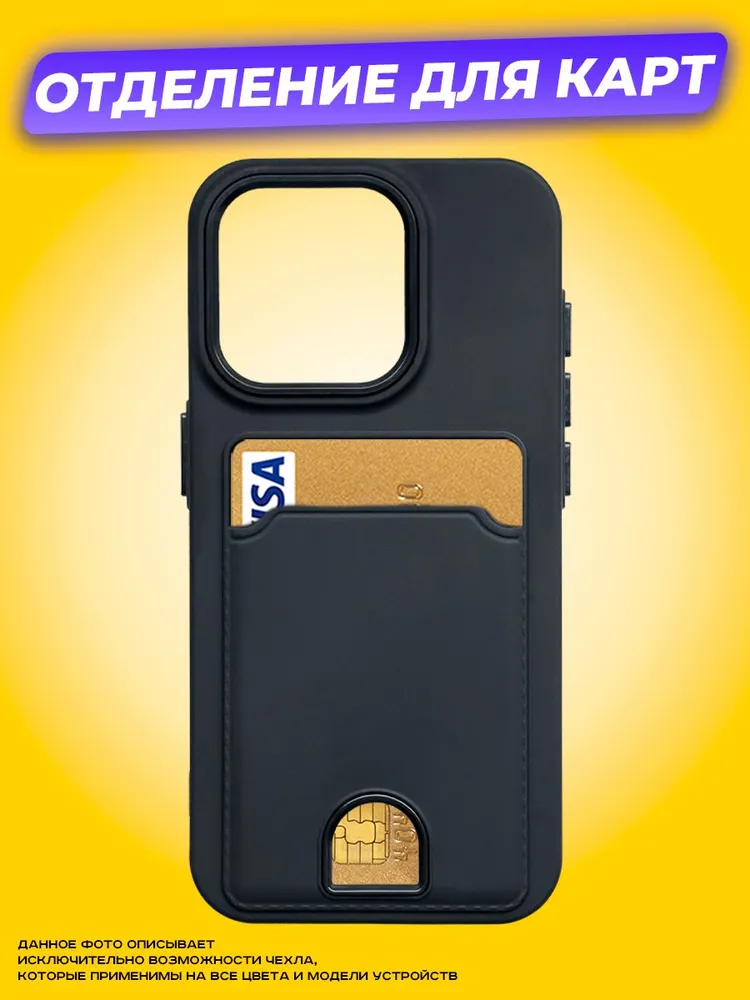 Чехол-накладка Case Matte Card Case для iPhone 15 Pro Max (черный матовый) — фото 4