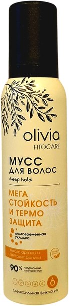 Мусс для укладки волос Olivia Fitocare Мега стойкость и Термо защита сверхсильная фиксация (150мл)