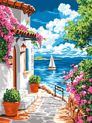 

Картина по номерам, Греческая улочка / КК3040_57391