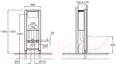 Унитаз подвесной с инсталляцией Jacob Delafon Struktura E5504 + E4316-CP + EDE102 + E70024