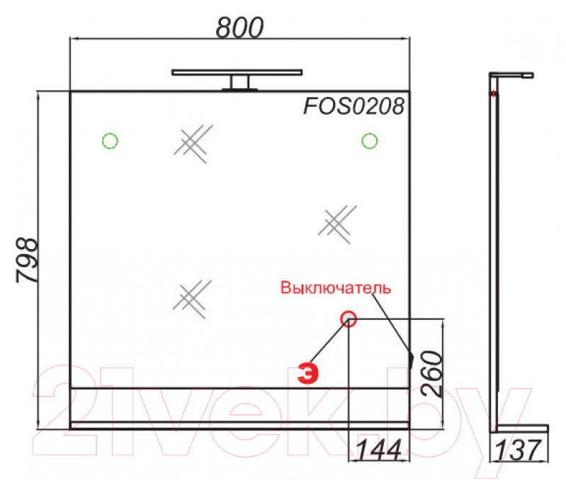 Зеркало Aqwella Foster 80 / FOS0208DS