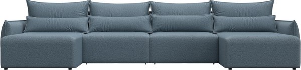 Диван П-образный Лига Диванов Лига-051 НПБ лонг / 128697 (велюр Ness 12 серый)