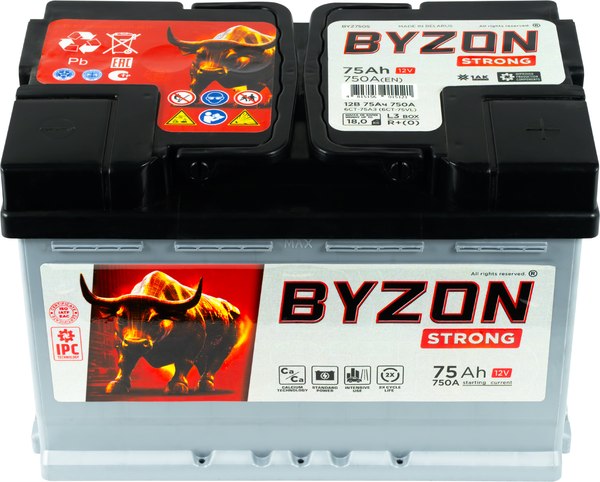 Автомобильный аккумулятор BYZON R+ (75 А/ч)