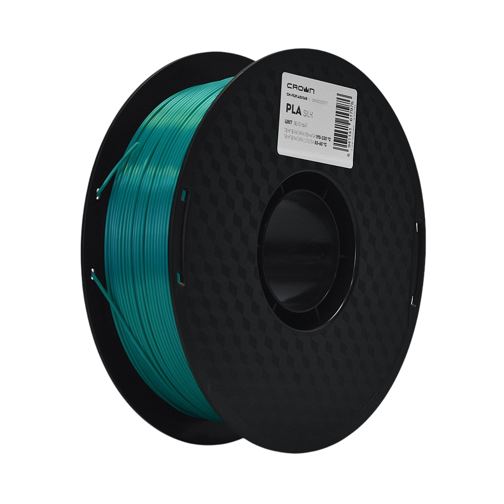 Пластик для 3D-печати Crown PLA Silk / CM-FILPLAS006G (1.75мм, 1кг, зеленый)