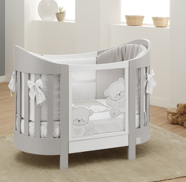Детская кроватка Italbaby Jolie Oval / 070.1407-0530 (белый/серый)