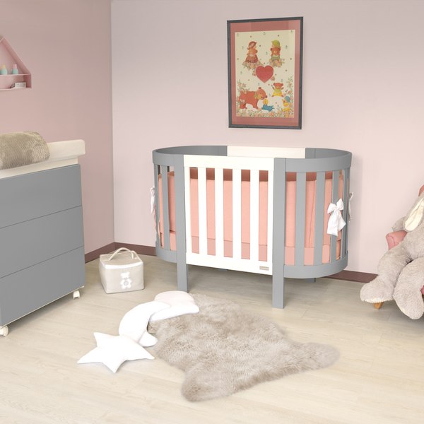 Детская кроватка Italbaby Lunetta Ovale / 070.1520-0013 (белый/серый)