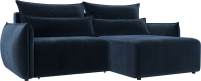 Диван угловой Лига Диванов Лига-051 НПБ универсальный (велюр Tower 13 синий) -