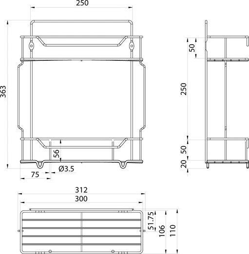 Купить Полка для ванной Milardo Grid GRICS2CM44 в Барановичах