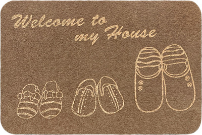 Коврик грязезащитный ComeForte Велюр Тапочки (40x60, бежевый) - 