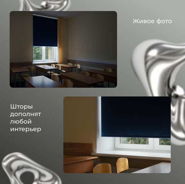 Рулонная штора Franc Gardiner Blackout Silver 65x160 / 9403219754 (синий)