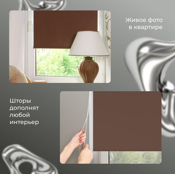 Рулонная штора Franc Gardiner Blackout Silver 160x175 / 7794762 (шоколад)
