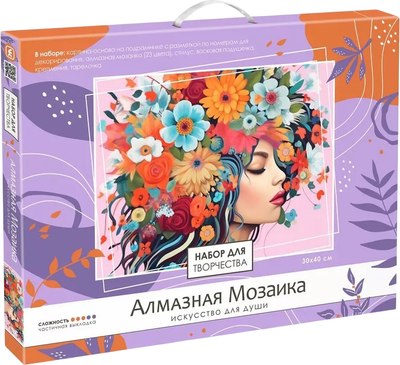 

Набор алмазной вышивки, Девушка в цветах / 08690