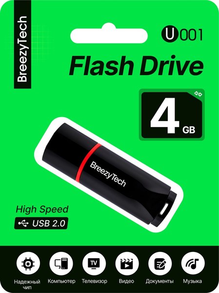 USB flash накопитель BreezyTech U001 4GB (черный)
