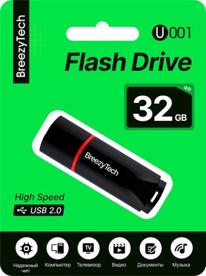 USB flash накопитель BreezyTech U001 32GB (черный) - 