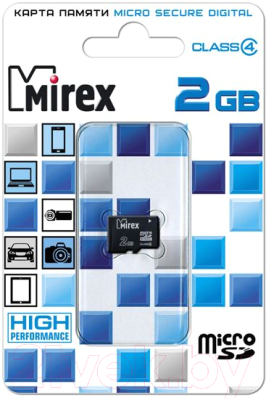 Карта памяти Mirex microSDHC (Class 4) 2GB (13612-MCROSD02)