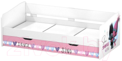 Двухъярусная выдвижная кровать детская Polini Kids Fun 4200 Тролли (розовый)