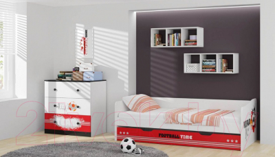 Двухъярусная выдвижная кровать детская Polini Kids Fun 4200 (красный)