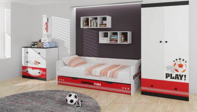 Двухъярусная выдвижная кровать детская Polini Kids Fun 4200 (красный)